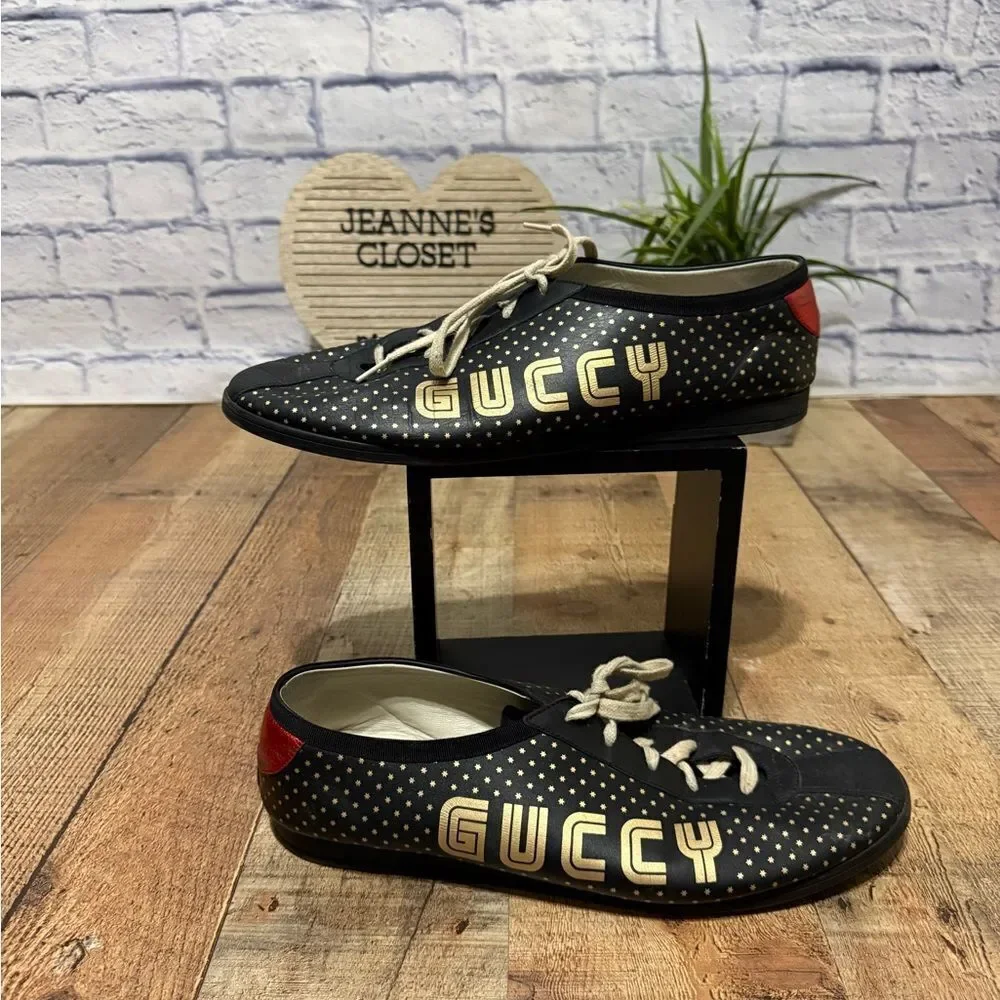 GUCCI x SEGA Falacer sneaker black leather Size 13 519723 Pre owned condition